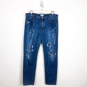 Hudson Jude Slouch Distressed Cropped Jeans sz 30